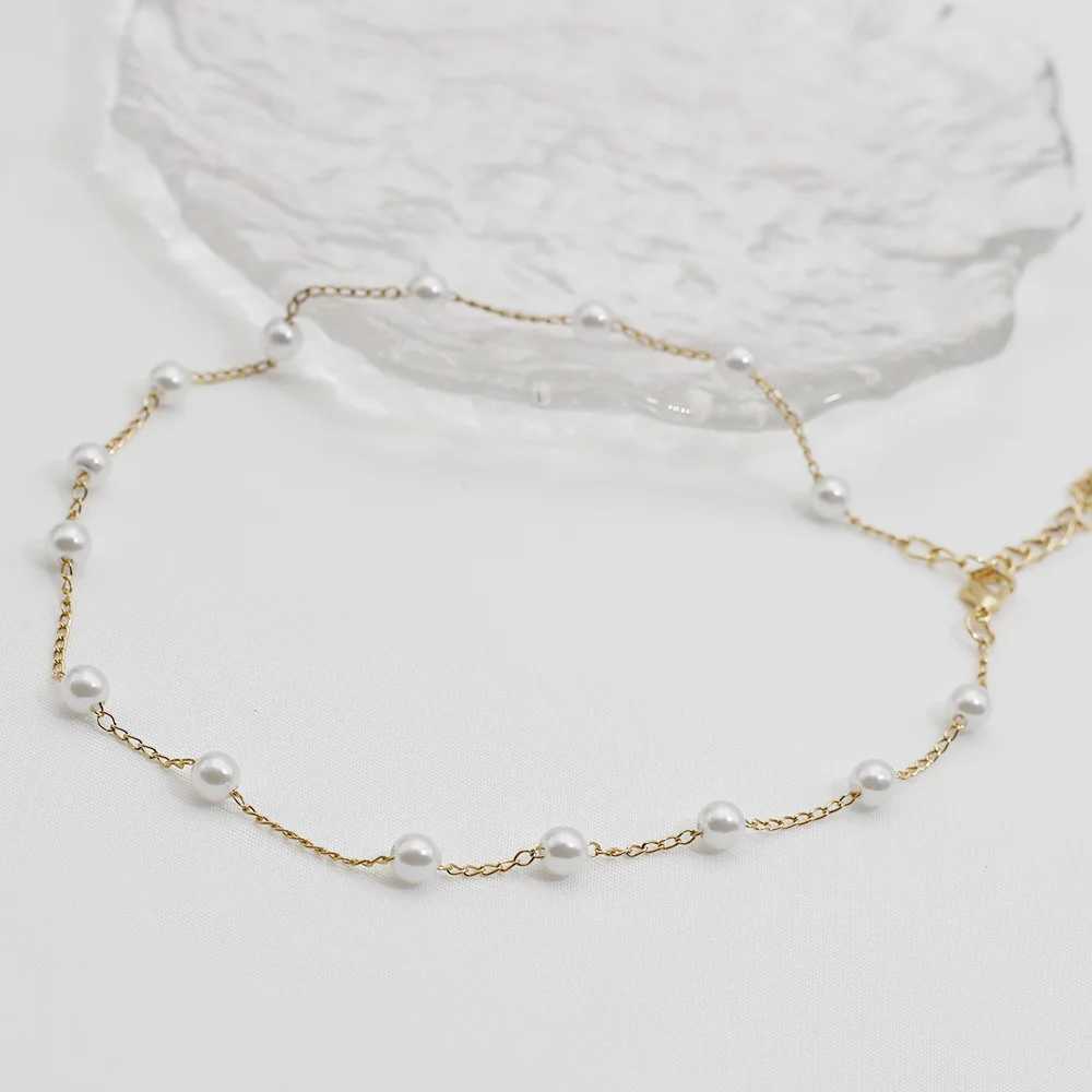 Bead Womens Necklace Kpop Pearl Lace Gold Gothic Necklace Pendant Jewelry 2024 Girls Necklace W250318