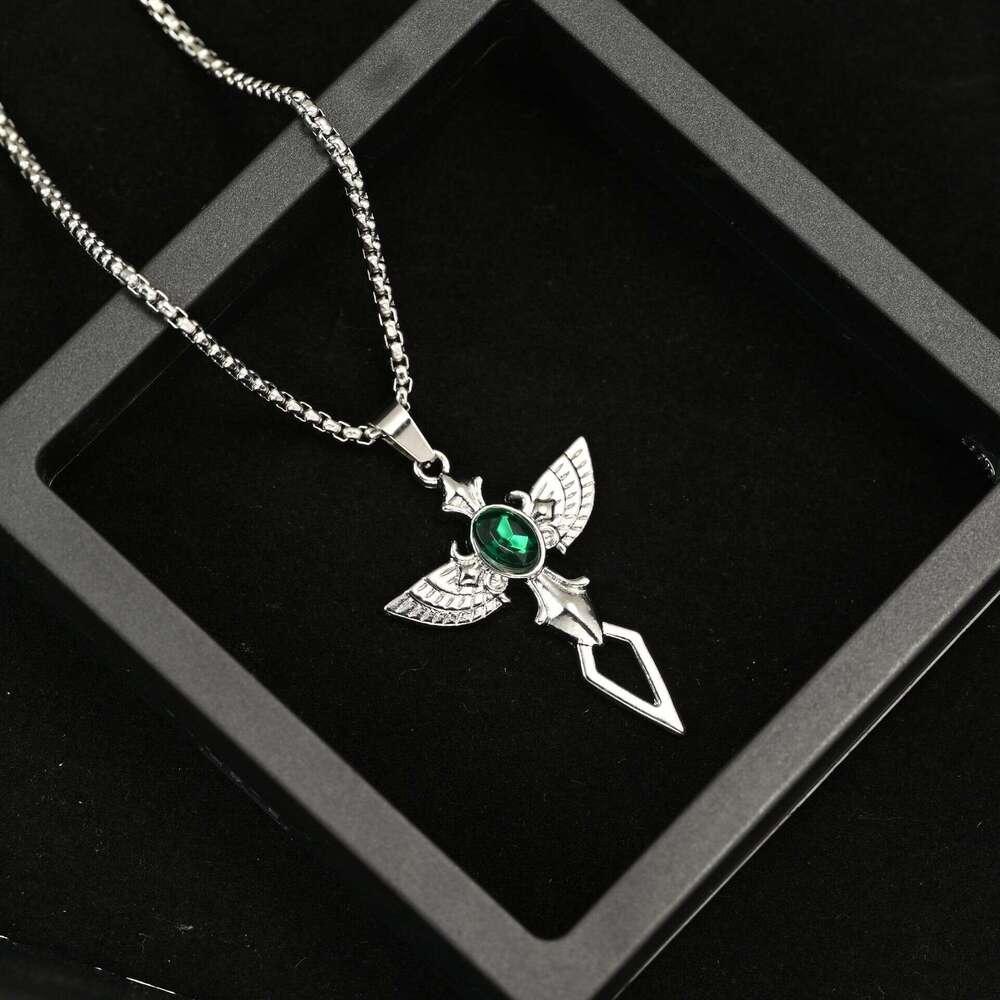 New Angel Wings Men's Korean Version Simple Cross Pendant Street Titanium Steel Necklace