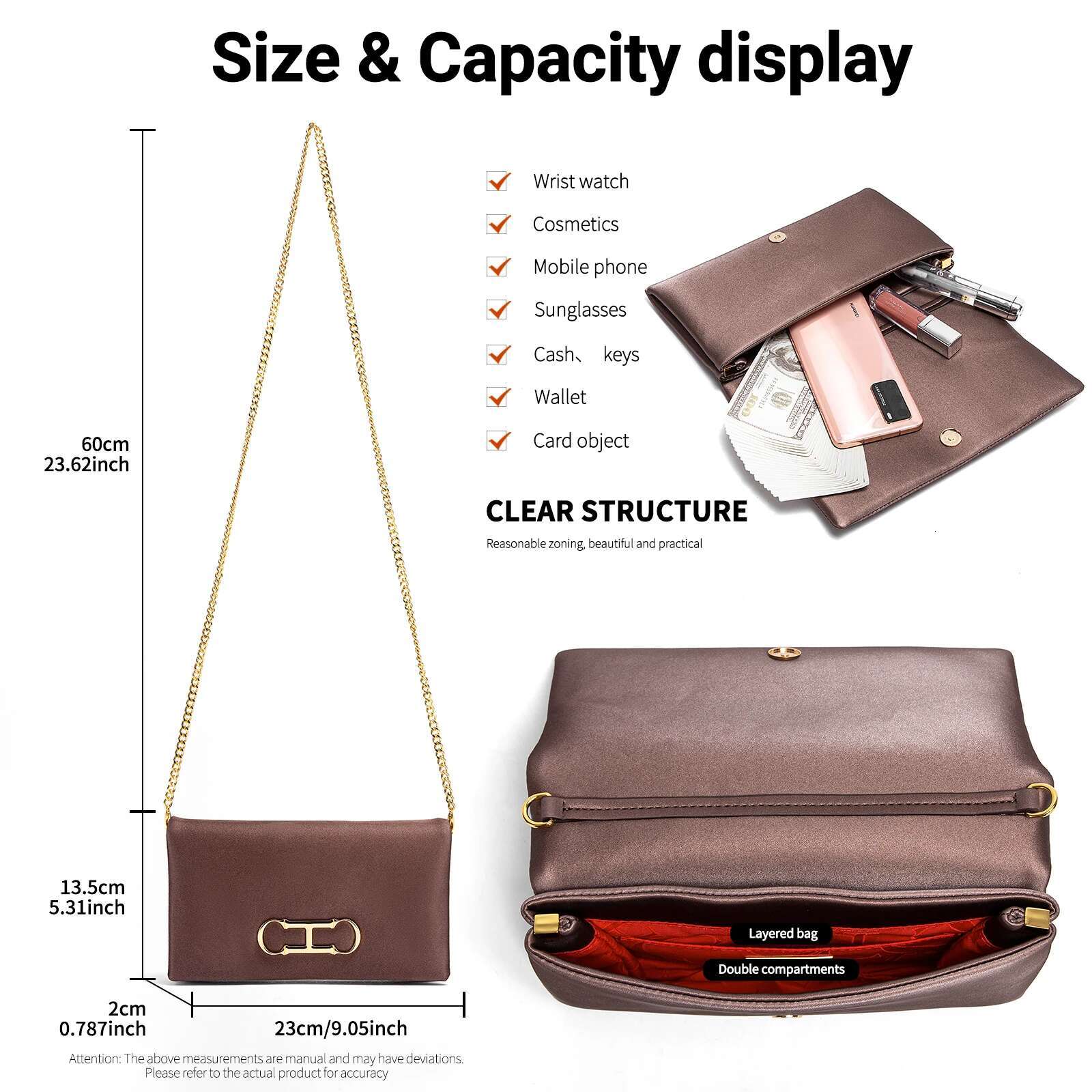 CHCH Women's Banquet 2024 New Leather Flip Up Handbag Detachable Shoulder Bag