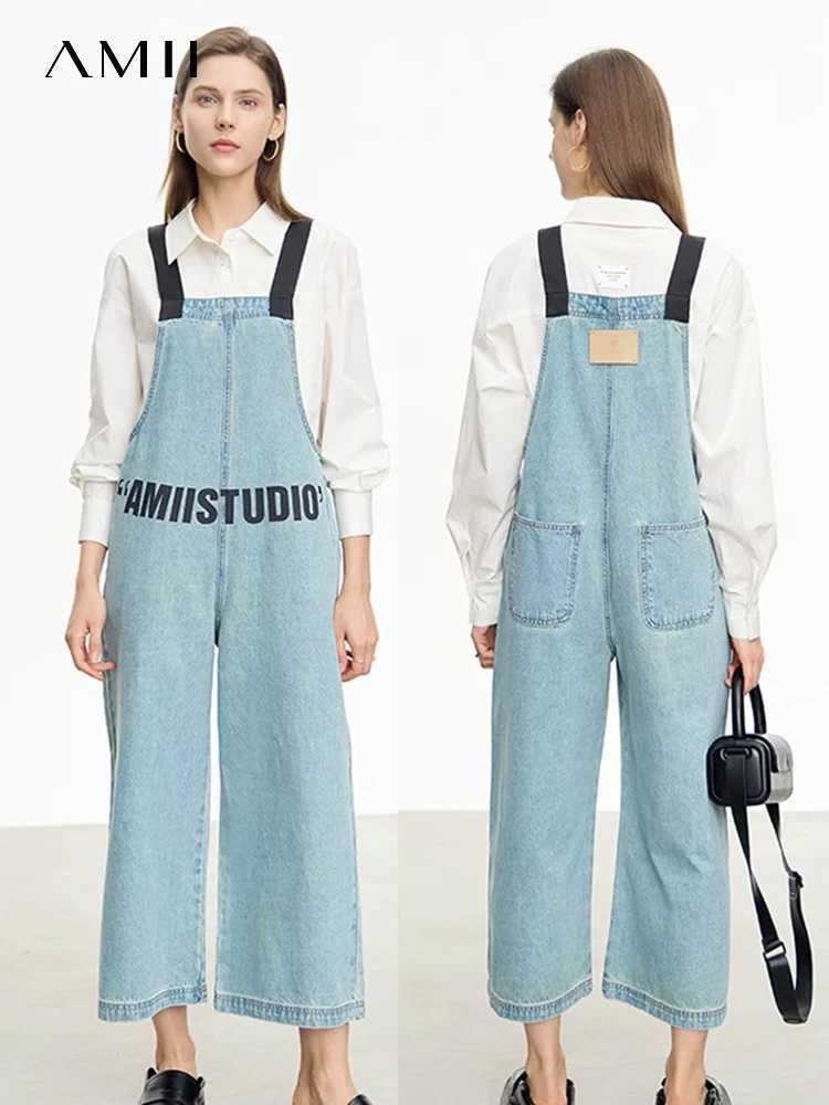 AMII Minimism Womens jumpsuit print 2023 Autumn New Hong Kong style casual ankle length loose womens Trouser 12345165 X250318