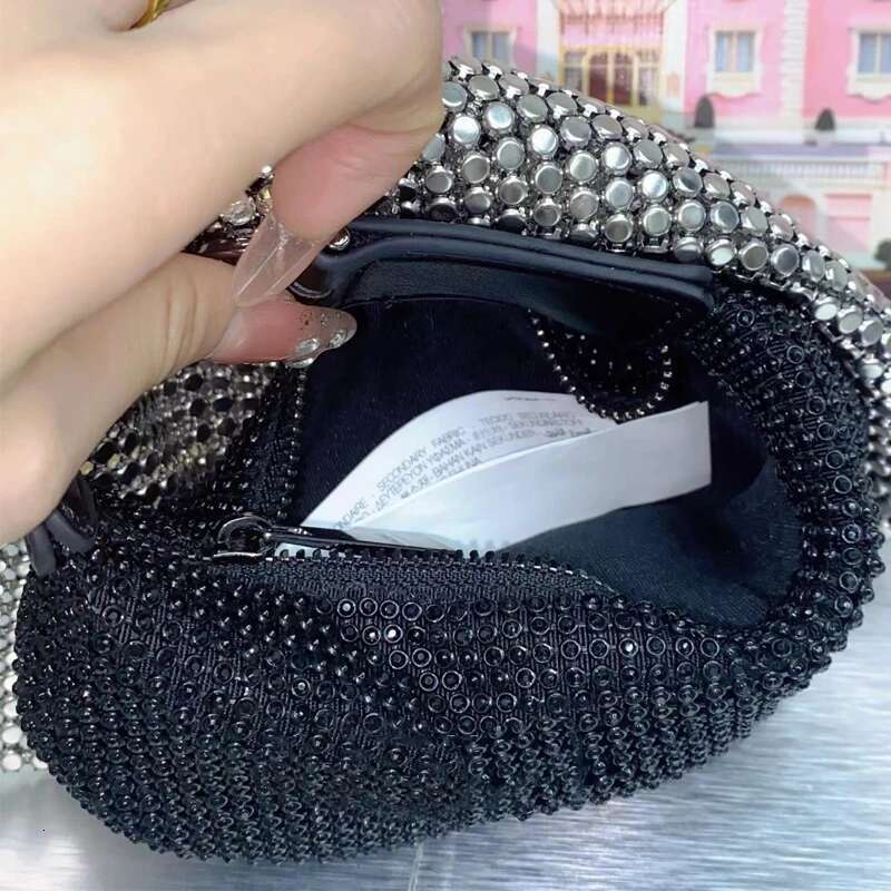 Shiny Rhies Bow Evening Clutch Party Bags For Women Designer Handbag And Purses 2024 New Fashion Dia Mini Tote