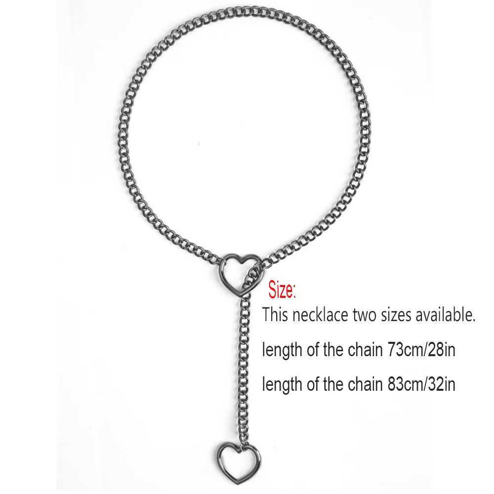 Heart shaped sliding chain necklace suitable for womens punk rock long chain necklace adjustable Gothic jewelry gift W250318
