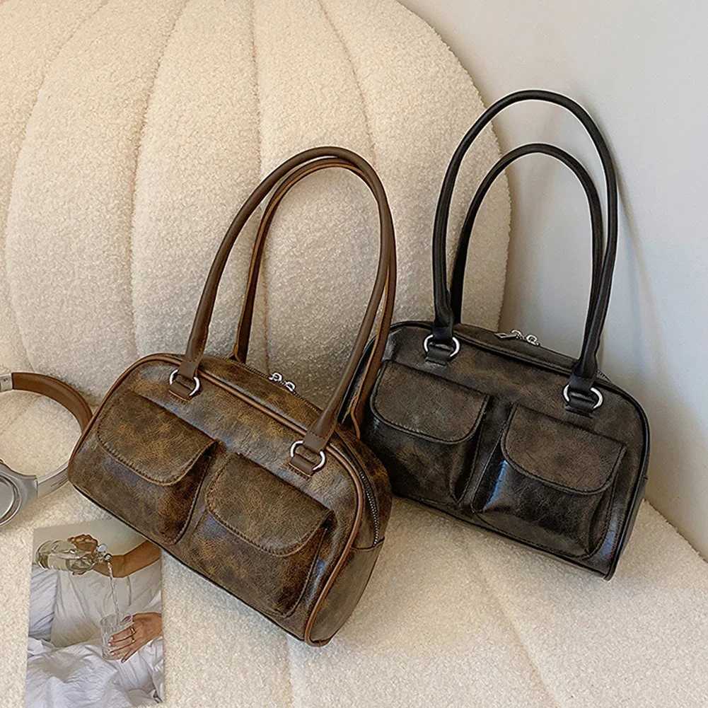 Vintage Shoder Bag for Wen PU Leather Tote Luxury Handbags Purse Y2k Single Shoder Bag Girls Top Handle Cluh Bag Y250318