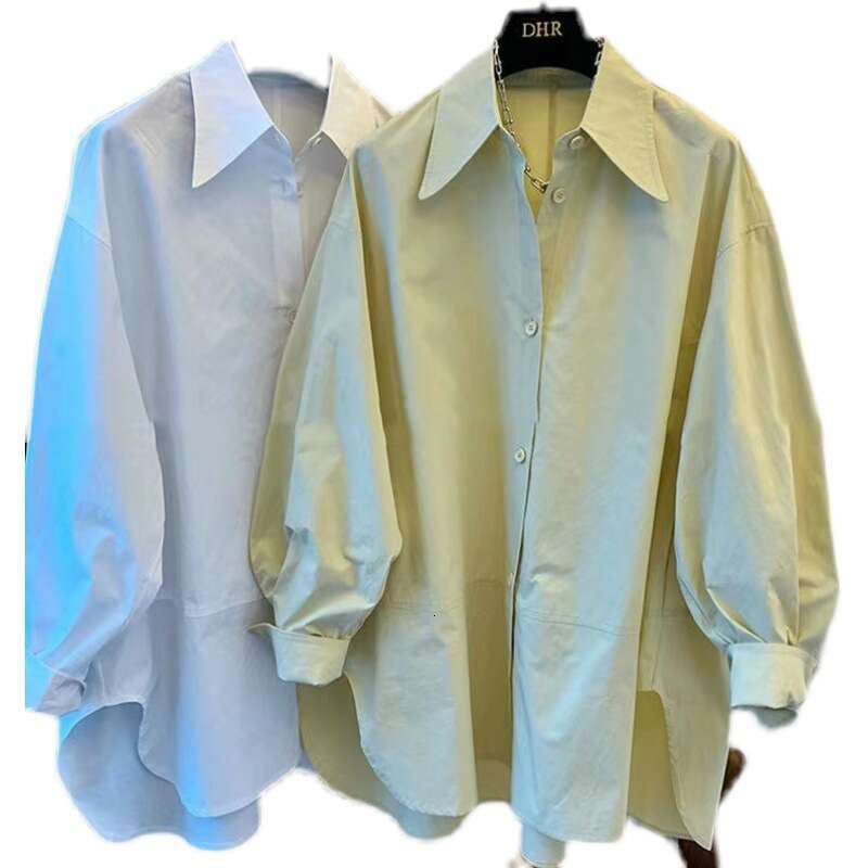 2025 Spring New Korean Fashion Casual Coat with Trendy Versatile Style, Simple and Sharp Collar Shirt, Loose Top for Women