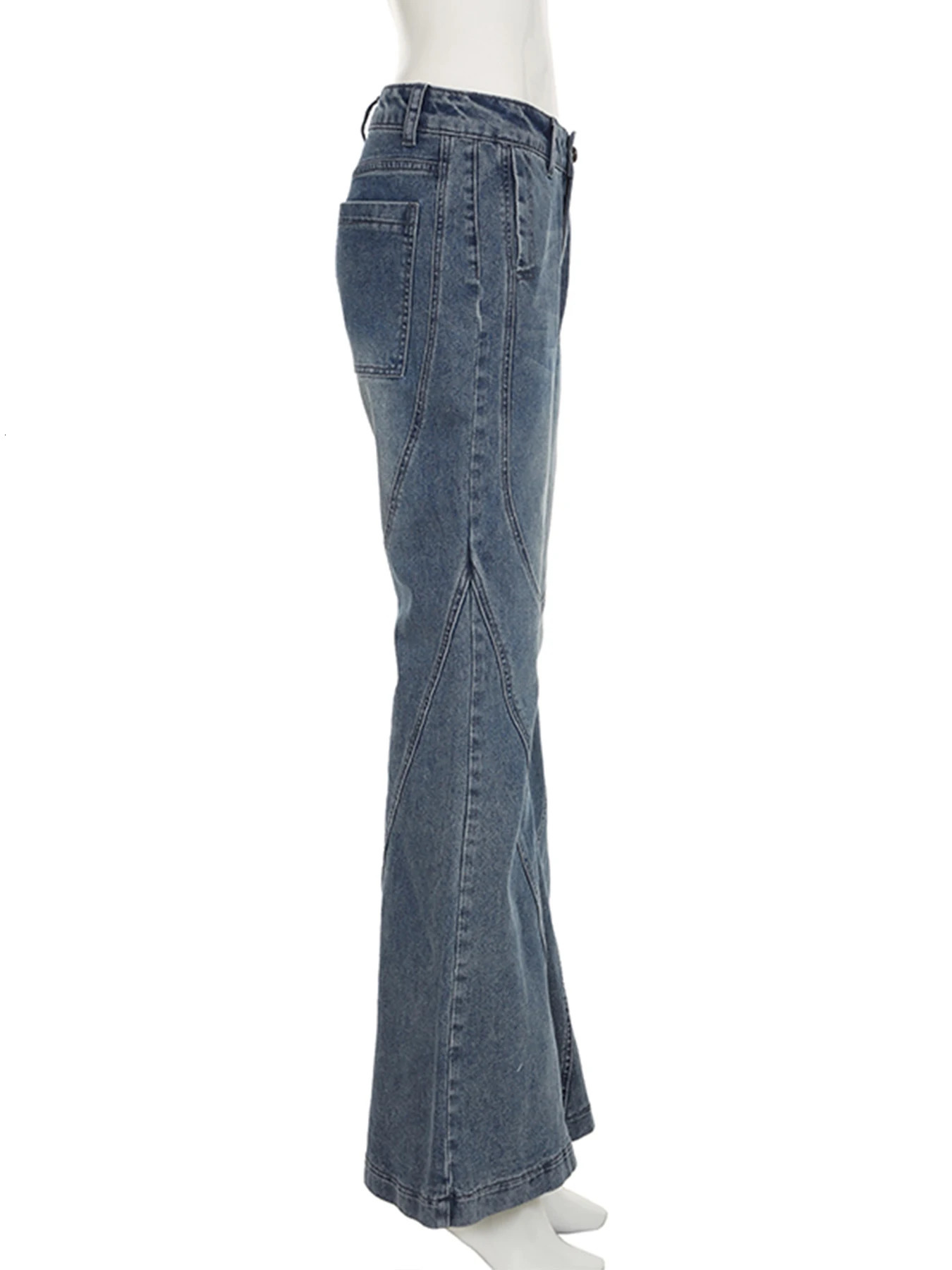 IAMSURE Y2K Casual Slim Pockets Jeans Flare Pants Basic Low Waisted Boot Cut Women Spring Autumn Streetwear Ladies 250317