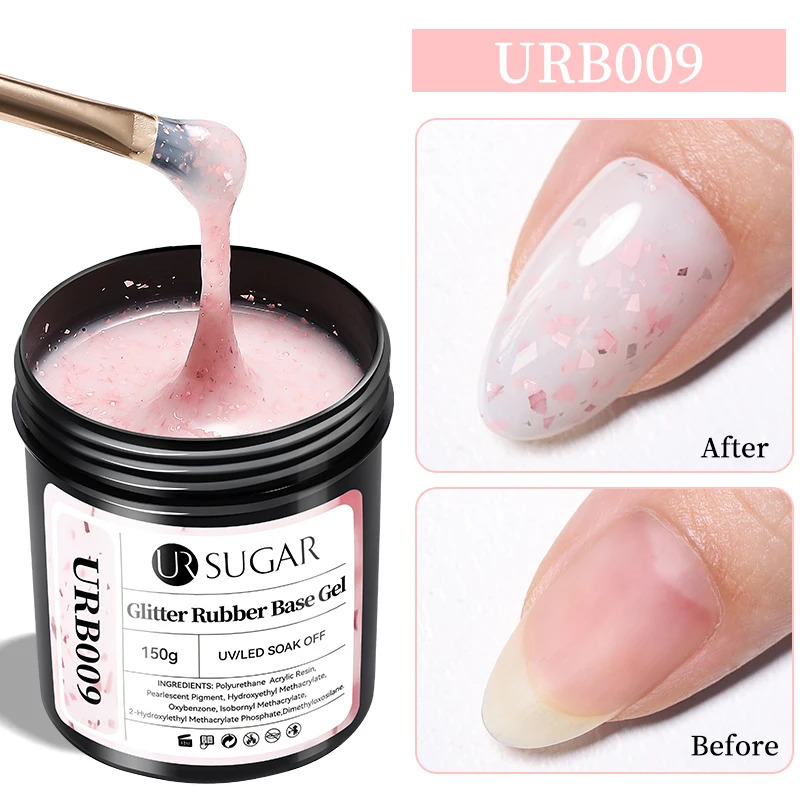 UR SUGAR 150g Rubber Base Gel Nail Polish Sparking Aurora Glitter Rubber Varnish Soak Off Semi permanent UV LED Gel Manicure 250314
