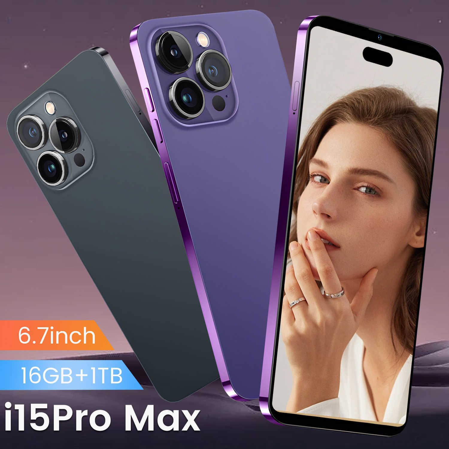 Smartphone Phones Mobile I15 Pro Max Dynamic Island Large Screen (1+16) Memory Low Price Sale z250319