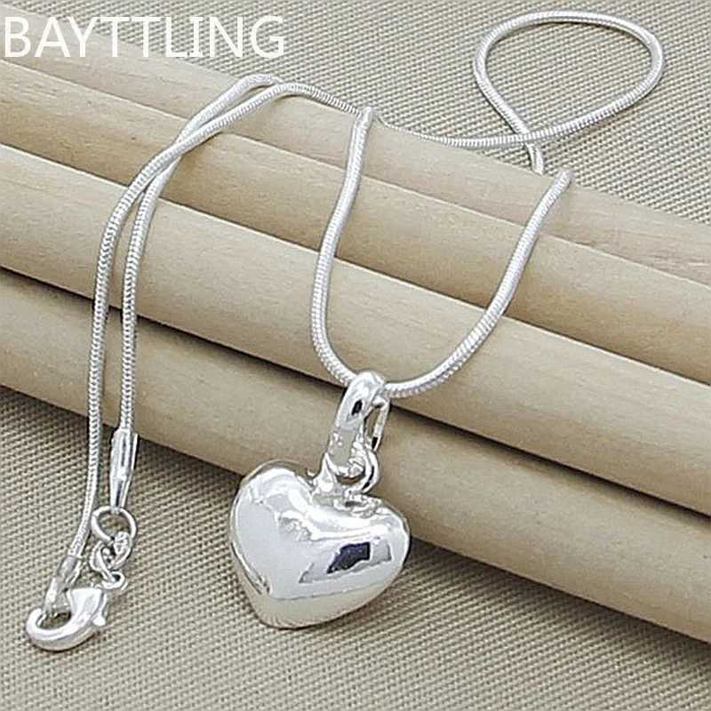 High quality 925 sterling silver pure heart necklace with 18-24 inch snake chain suitable for womens wedding charm fashionable jewelry luxury W250318