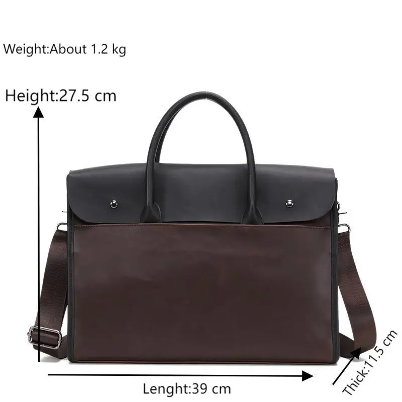 Retro briefcase shoulder messenger bag mens leather 14 inch notebook bag mens tablet briefcase business handbag 250317
