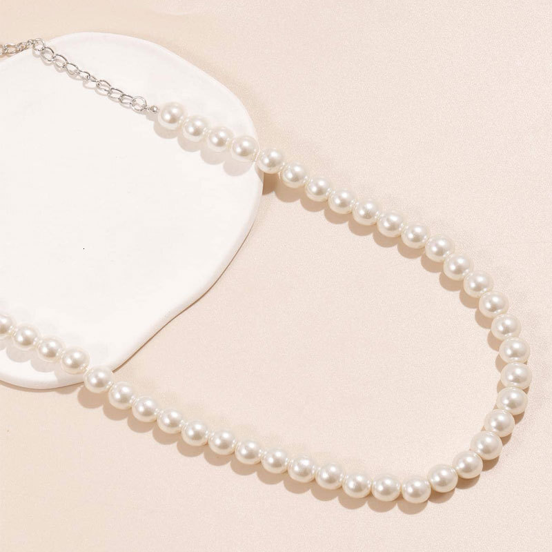High Highlight Imitation Pearl Necklace Women's 10mm Artificial Pearl Choker Collarbone Chain Jewelry