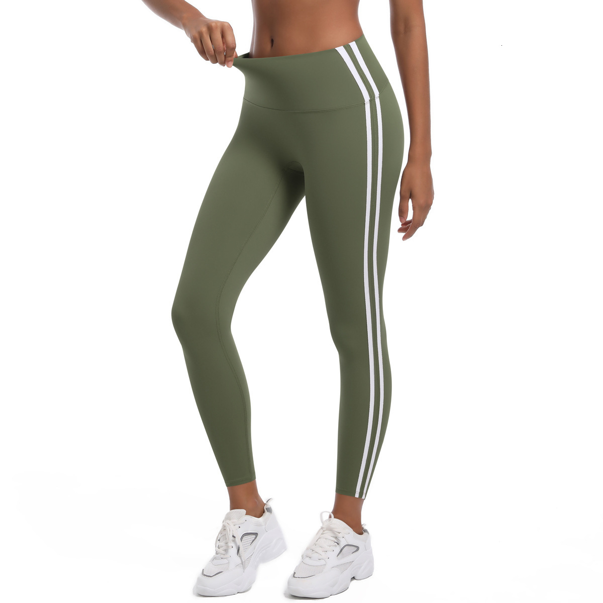 New striped fitness tight fitting high waisted peach hip lifting hot pants, contrasting color breathable sports running yoga pants for women leggings