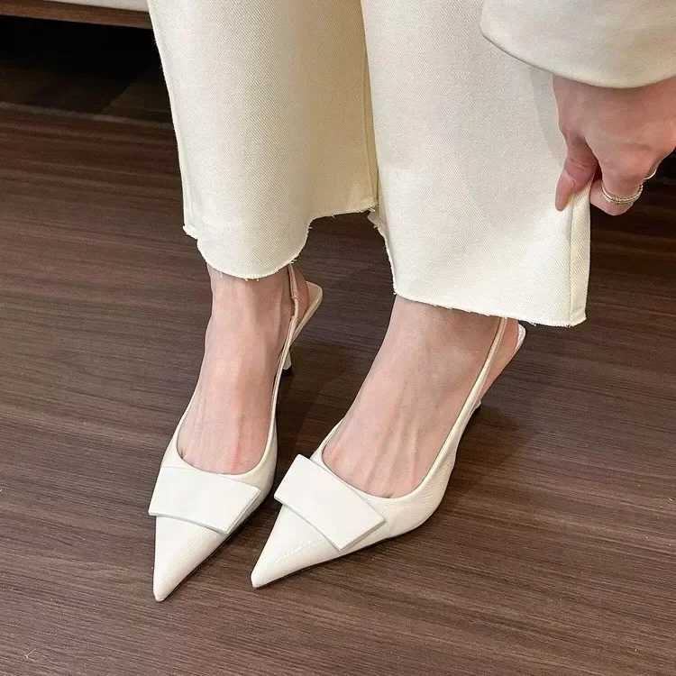 Pointed Toe Heeled Sandals Elegant Shallow Medium H Fi Pump Spring 2025 Trend Designer Dress Party Women Y250317