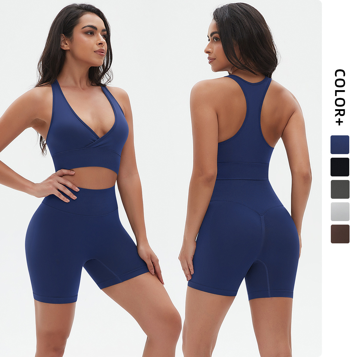 leggings Seamless Knitted High Elasticity Tight Sexy Yoga Suit Cross I-Back Beauty Running Fitness Two Piece Set tracksuit