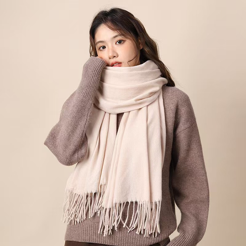 K157 Korean solid color scarf Maillard color women's winter long student versatile imitation cashmere men's winter shawl warm