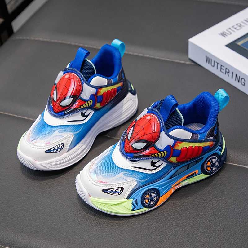 LED boys casual shoes outdoor mesh childrens Spider Man sports shoes childrens sports shoes light anti slip running shoes size 26-35 W250318