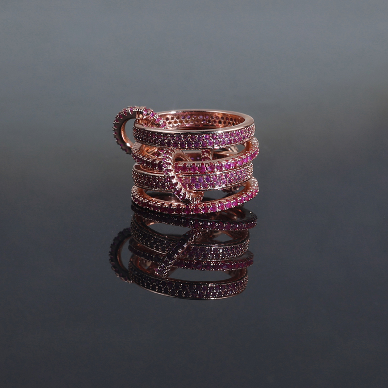 New Design Hot sales Multi Stacking Band Ring Pave silver pink gold color Cubic Zirconia For Women Finger Ring Jewelry wedding party ring