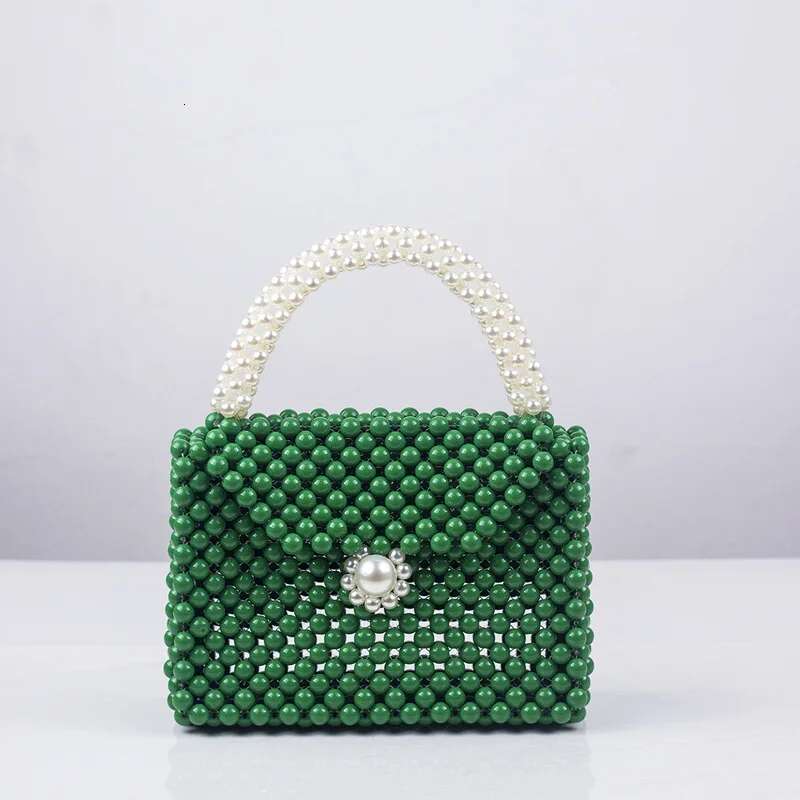 Meet You Fashion Colorful Evening Hand-Woven Round Acrylic Beaded Handbag Simple Square Street Photo Small Bag Female
