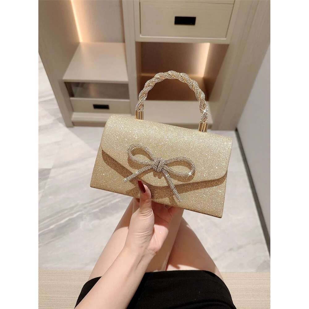 Versatile Evening Dress European and American Clutch Crossbody Celebrity Fashion Dia Bow Chain Bag