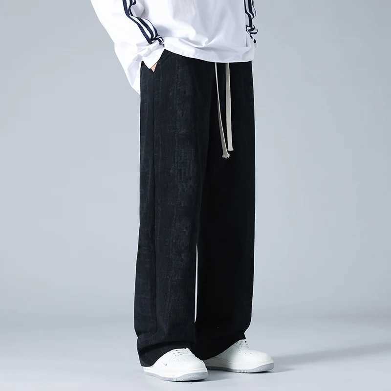 New autumn mens Corduroy fabric casual pants sports pants high-quality couple wide leg breathable runner straight neutral pocket pants W250318