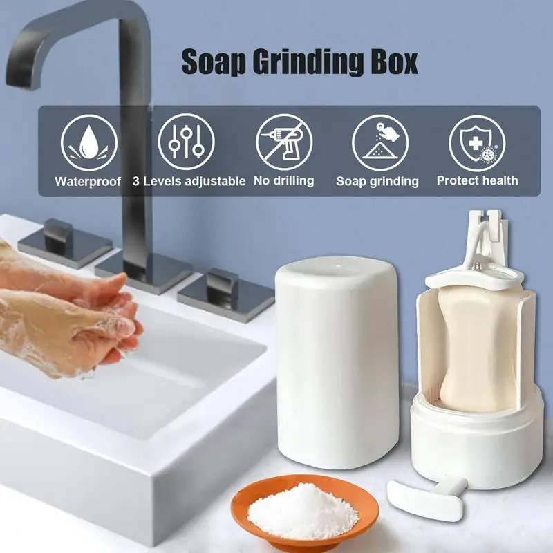Bar Soap Grinder Solid Soapy Bar Grinding Box Holder Wall Mounted Crusher Mincer Refillable Soapy Bar Dispenser For Bathroom 250314