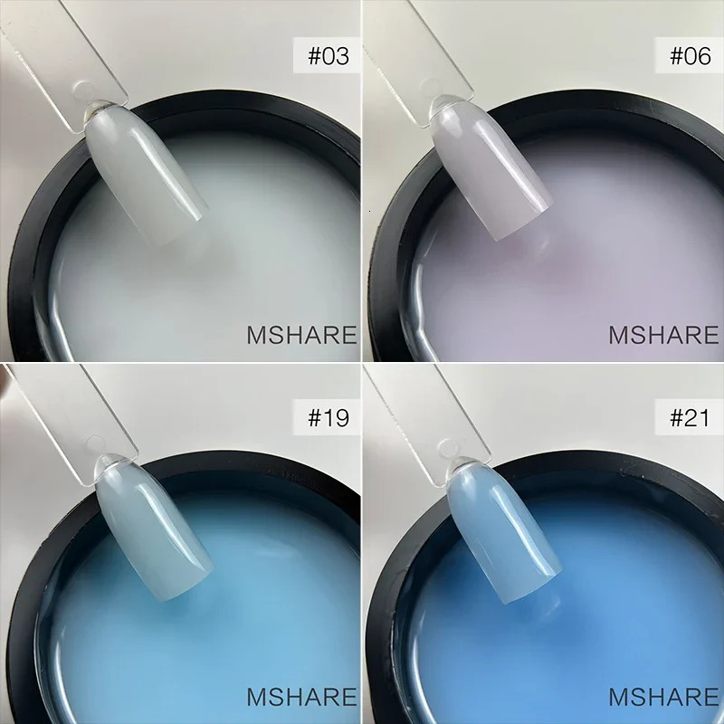 MSHARE 50g Jelly White Pink Blue Translucent Self Leveling Builder Hard Gel for Nail Extension Construction UV Gel 250314