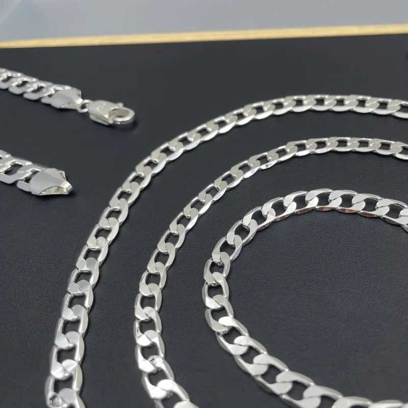 Mens 925 sterling silver necklace 2/4/6/8/10/12MM 40-75cm face chain necklace lobster buckle mens engagement jewelry gift W250318