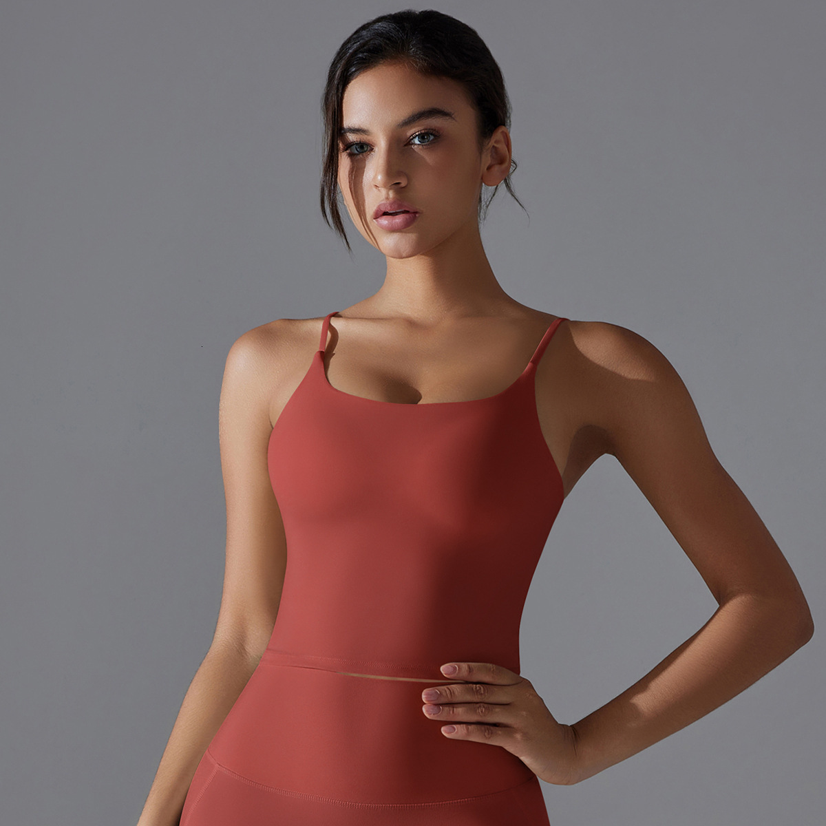 New tracksuit solid color high-strength integrated cup long back sports bra running fitness yoga suit top vest leggings