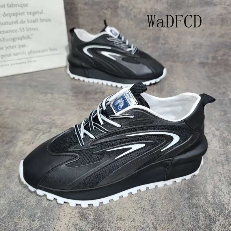 Chunky Sneakers Men Women Cover Bottom Board Fashion Casual Leather Mesh Breathable Increased Internal Flat Platform Shoes