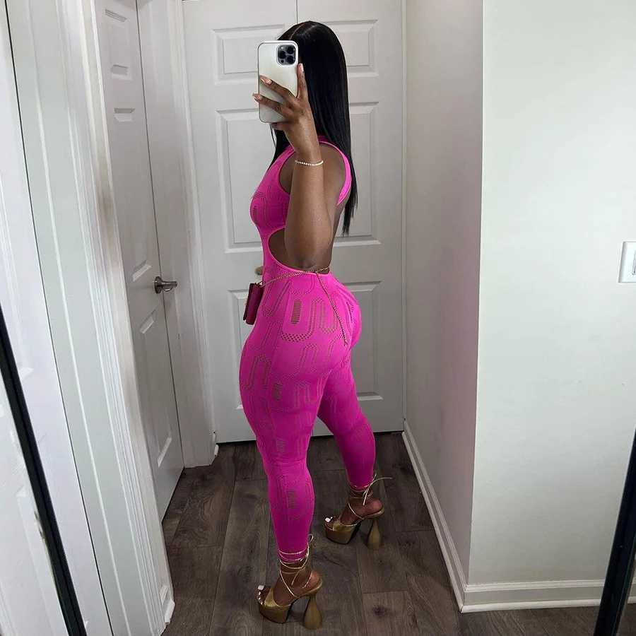 Hollow summer womens jumpsuit sexy half back strapless body shaping integrated solid strapless workout gym X250318