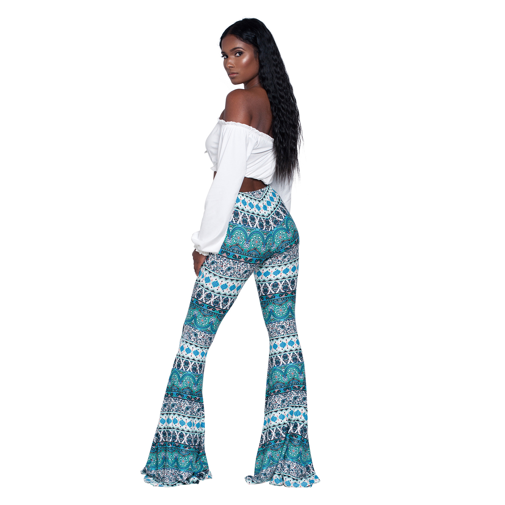 CNLONGBIDA Women's Pants Street Fashion Long pants goddess slim fit micro flared pants 2192