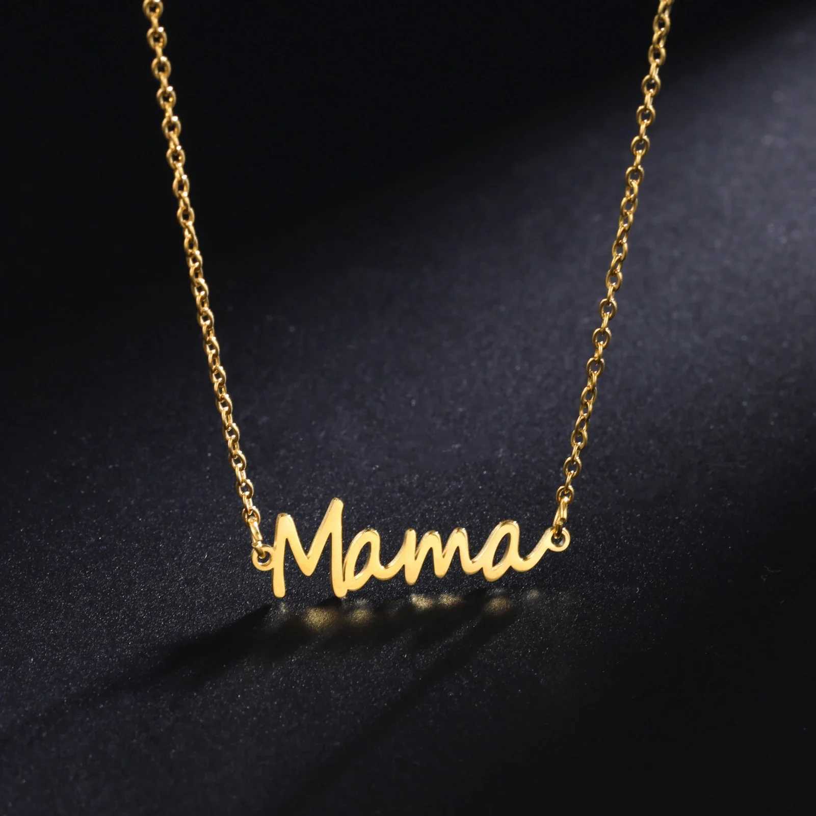 Skyrim Mom Letter Pendant Necklace Womens Stainless Steel Necklace Fashion Family Jewelry Mothers Day Gift W250318