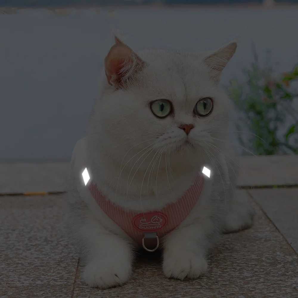 Rabbit fur cat and dog harness and belt set winter pet outdoor walking supplies reflective adjustable cat and dog harnessT250318