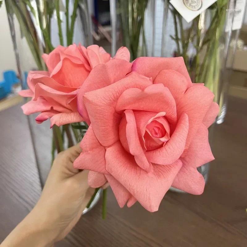 Update Decorative Flowers 10Pc Moisturizing Rose Real Touch Artificial Wedding Decor Flower Arrangement Bridal Bouquet Home Party Event