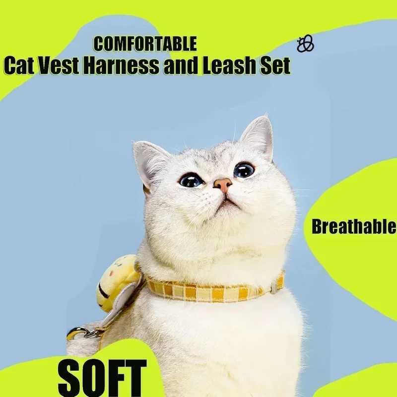 Cat Strap Set with Adjustable Kitten Strap Suitable for Safety Straps for Large and Small Cats Dogs Cute Bees Light Soft PetsT250318