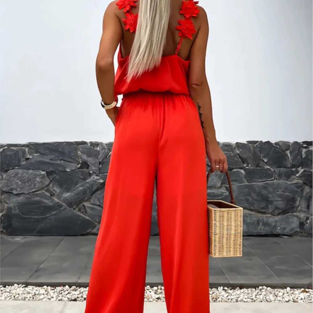 Spring Summer Sexy Suspender Jumpsuit For Womens Fashion Waist Relaxed Slveless Vacation Female Elegant Jumpsuit Pants 2024 X2503181