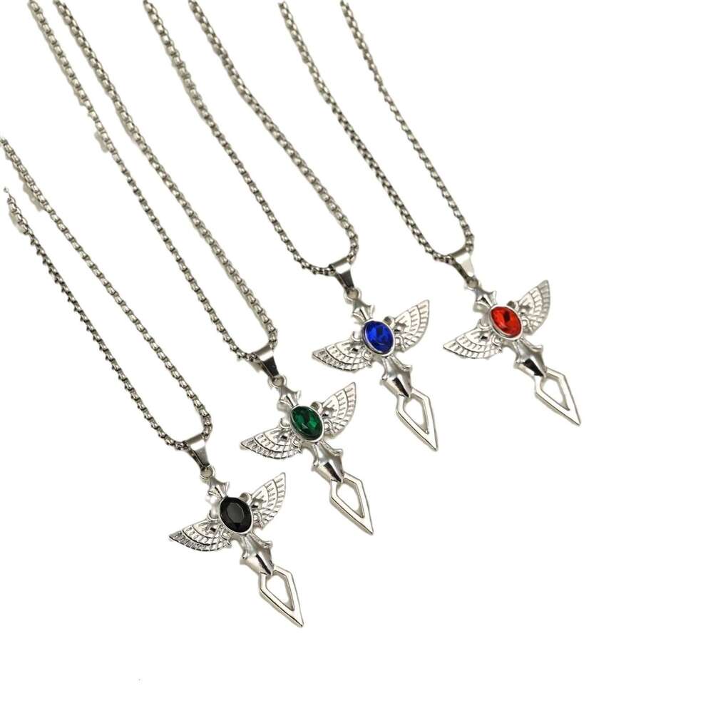 New Angel Wings Men's Korean Version Simple Cross Pendant Street Titanium Steel Necklace