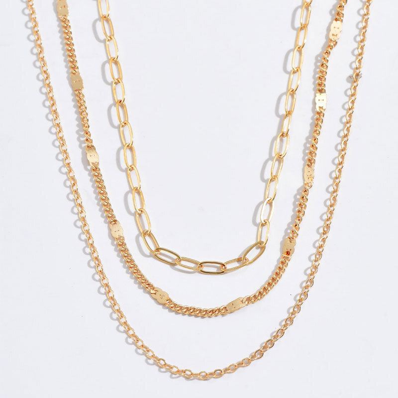 Three Layers With Cross Chain Necklace Women Light Luxury Retro Thin Chain Multi-layer Jewelry