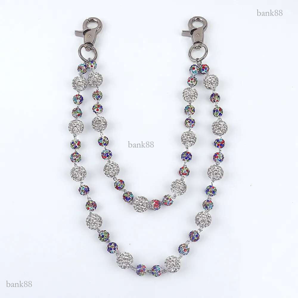 Popular mens and womens pants chains high-quality colored diamond beads prayer beads waist chains body chains handmade accessories250122