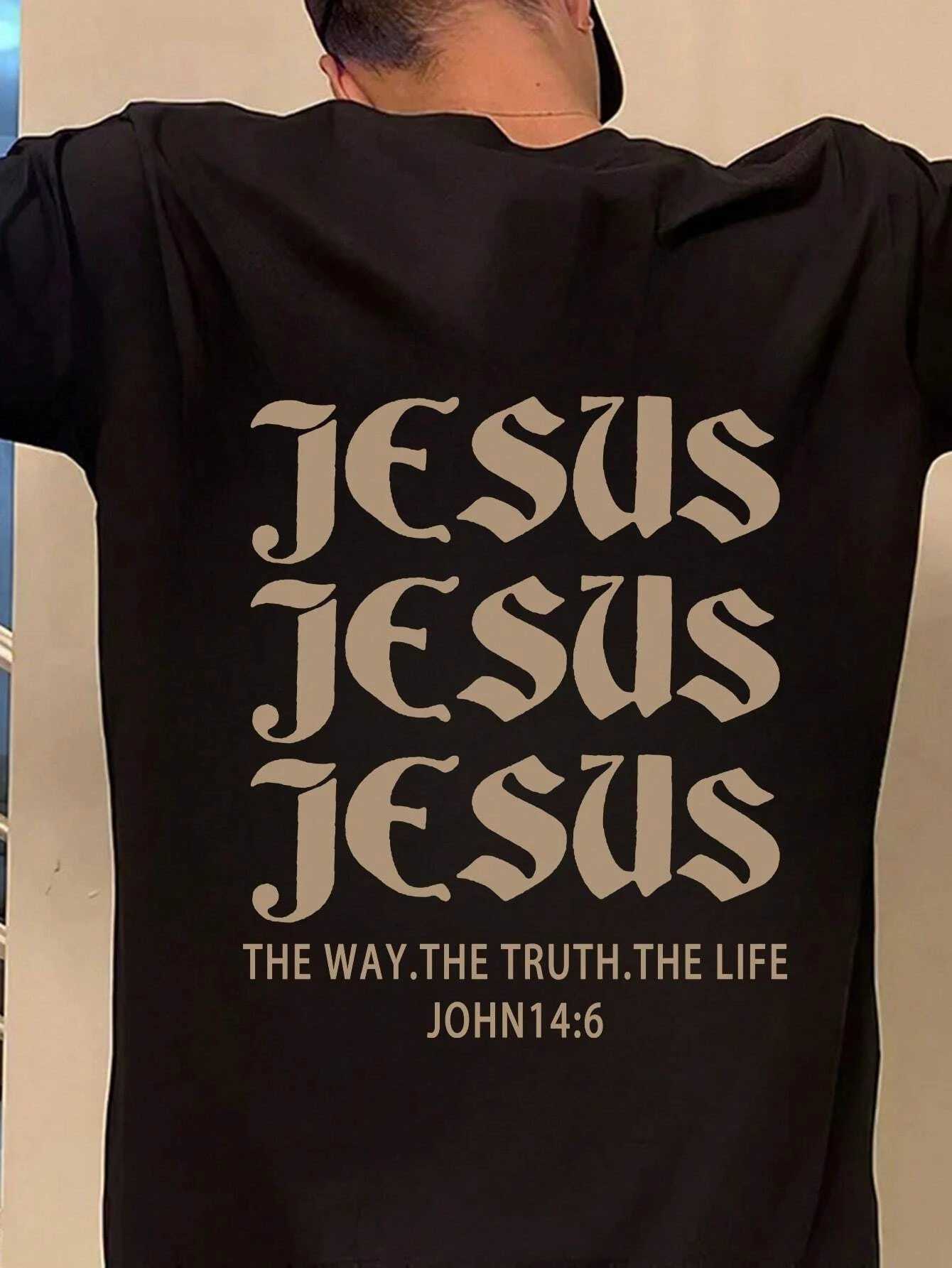 Jesus Men Cotton T-shirt Luxury Brand Fashion Big Size Top Casual Short Sleeve Streetwear Classic New Arrival Print Tee S-4XLXJ250318