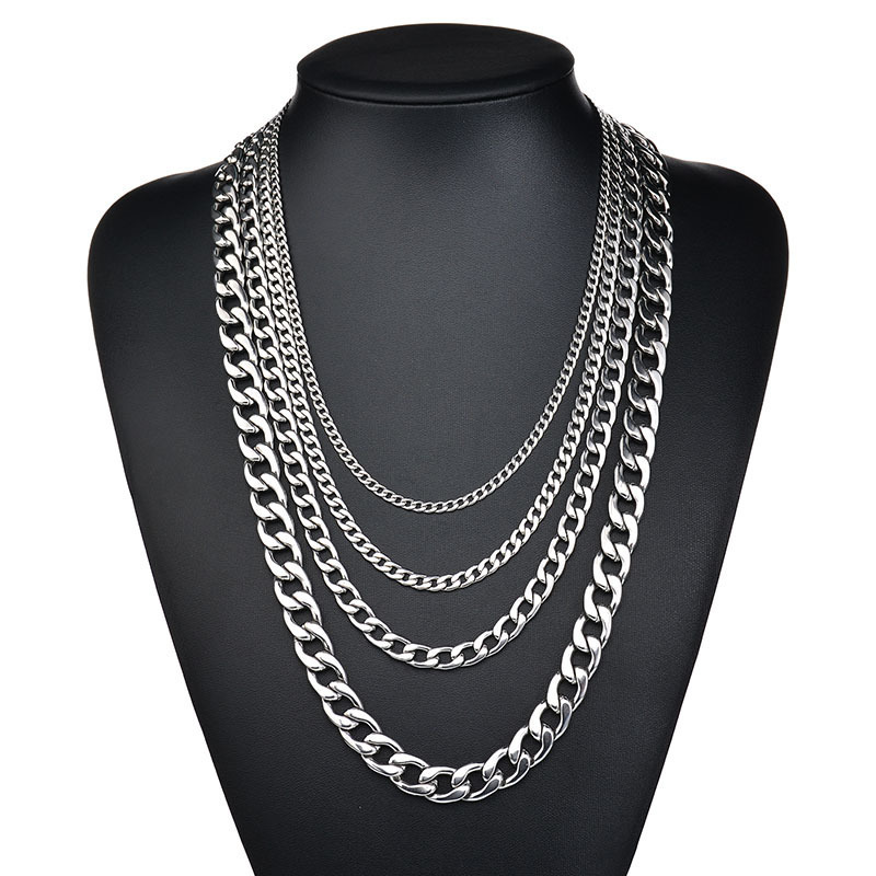 316 Stainless Steel Necklace Hip Hop Men And Women Simple 1:1NK Titanium Steel Flat Chain Jewelry