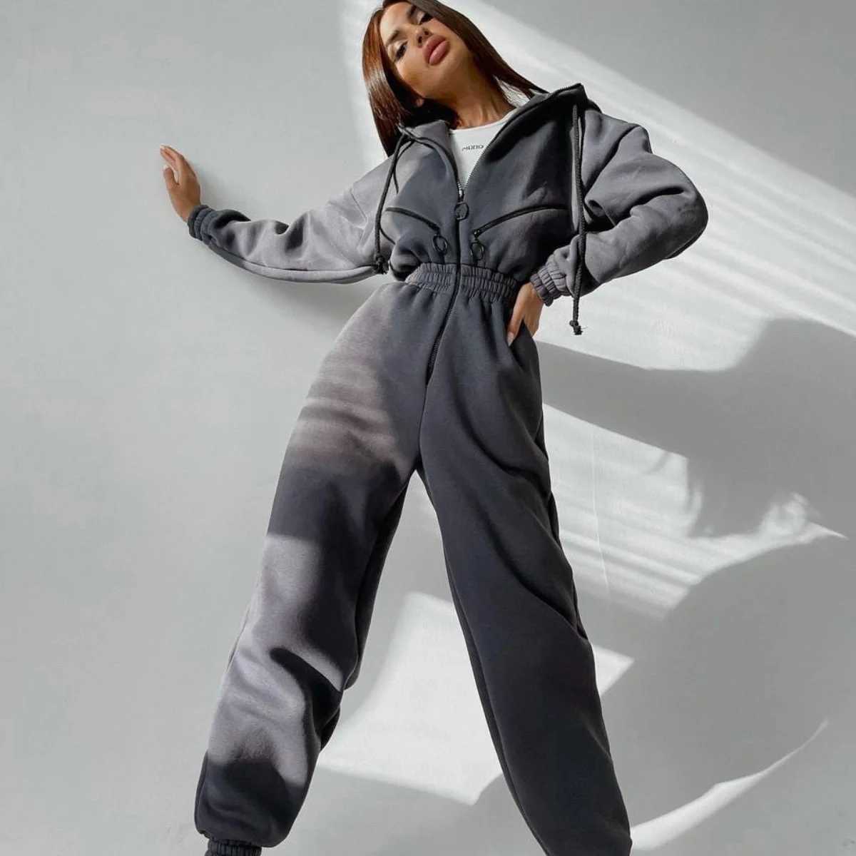 Womens Long Sleve Button Hoodie 2023 Autumn/Winter Casual Full Set Flce Sports Hoodie Womens Playsuit Sportswear X250318