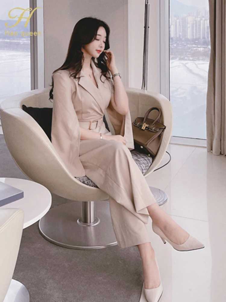 H Han Qun Hot Sale Elegant Casual Office High Waist jumpsuit Summe Business jumpsuit Womens Wide Leg Trouser Pants X250318