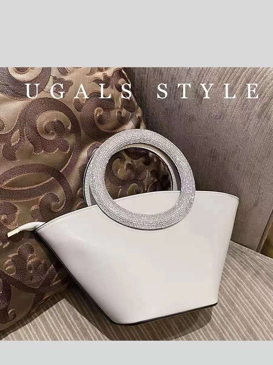 Women's Handbag Textured Leather Bucket Glitter Shiny Dias Evening Wedding Party Clutch Purse Shoulder Messenger Bag