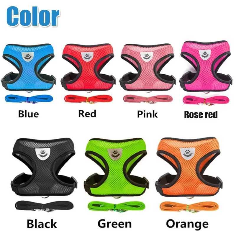 Polyester mesh breathable cat and dog harness with adjustable vest and lead strap suitable for small dog and cat accessoriesT250318
