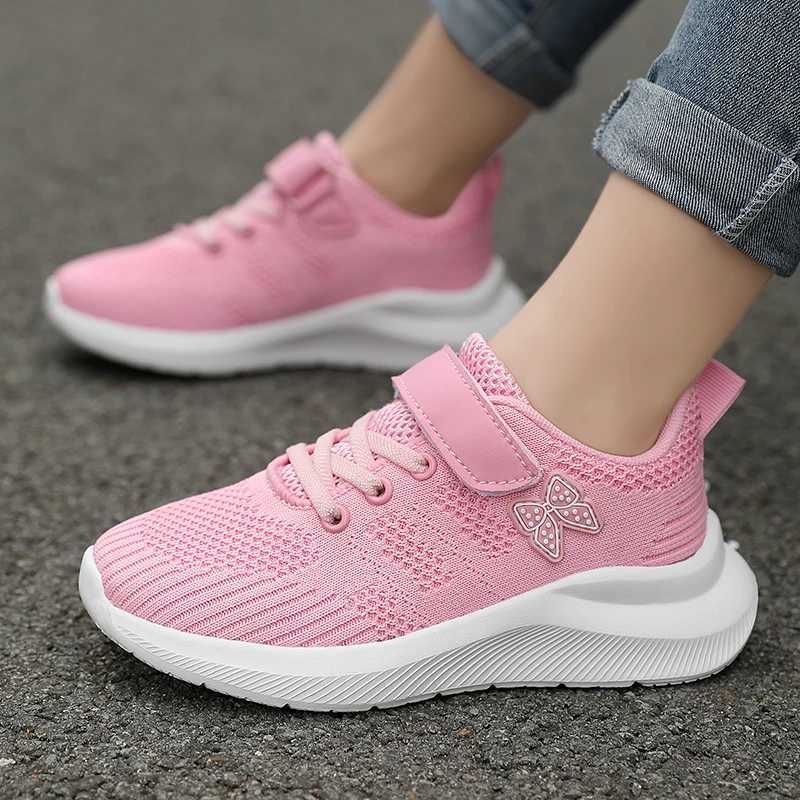Childrens sports shoes girls breathable casual shoes outdoor sports shoes mesh surface anti slip fashionable running shoes W250318