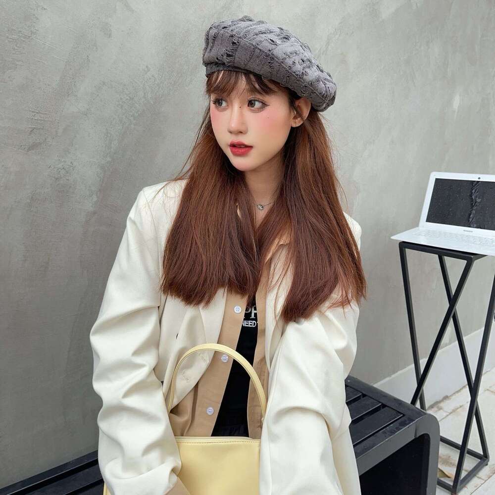Painter's hat, female niche, Korean style, simple, fashionable, artistic, shading, sun protection, small face, spring and autumn beret