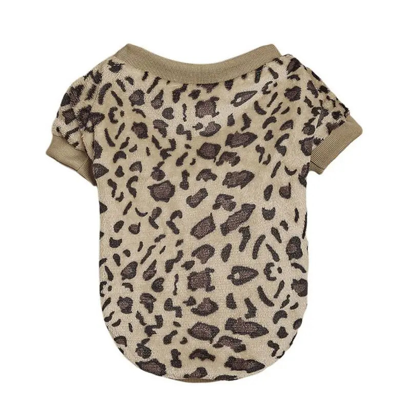 Soft Warm Dog Clothes Fleece Coat Pullover Leopard Pattern Thick Pet Sweater For Small Medium Large Dogs Cat Clothing 250318