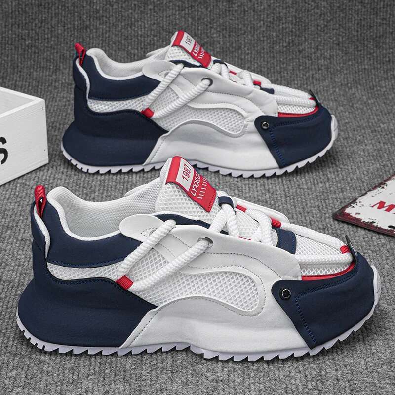 44 size summer 2025 new men's mesh breathable sneakers height increasing sports comfortable casual shoes for men