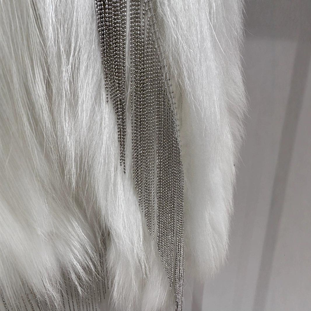 Tassel Raccoon Hair Car Stripe Water Diamond for Women, Long term Lightweight 2024 Winter Look Thin True Fur Coat