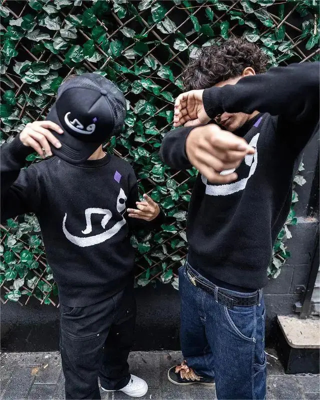 Mens Vintage Knitwear Y2K Creative Sweaters Winter Harajuku Oversized Pullover Sweater Unisex Aesthetic Clothes Teens Women Top 250318